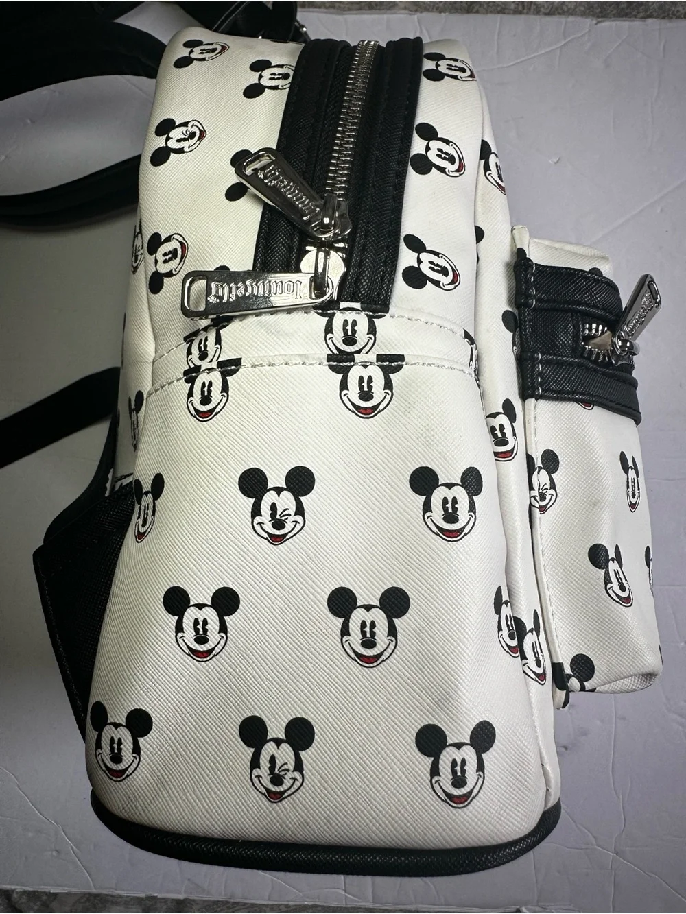 Loungefly Disney White & Black Mickey Mouse Faces Disney Parks Mini Backpack
